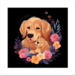 Golden Retriever Mothers Day Posters and Art